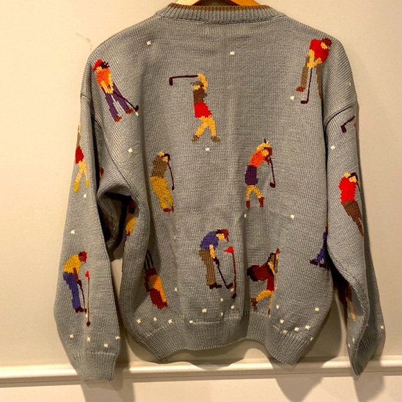 Christine Foley 100% Blue Cotton Golfers Knit Sweater Cardigan sz 2 - Picture 2 of 4